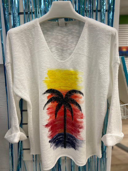 MoMo Sweater - Sunset Palm Tree