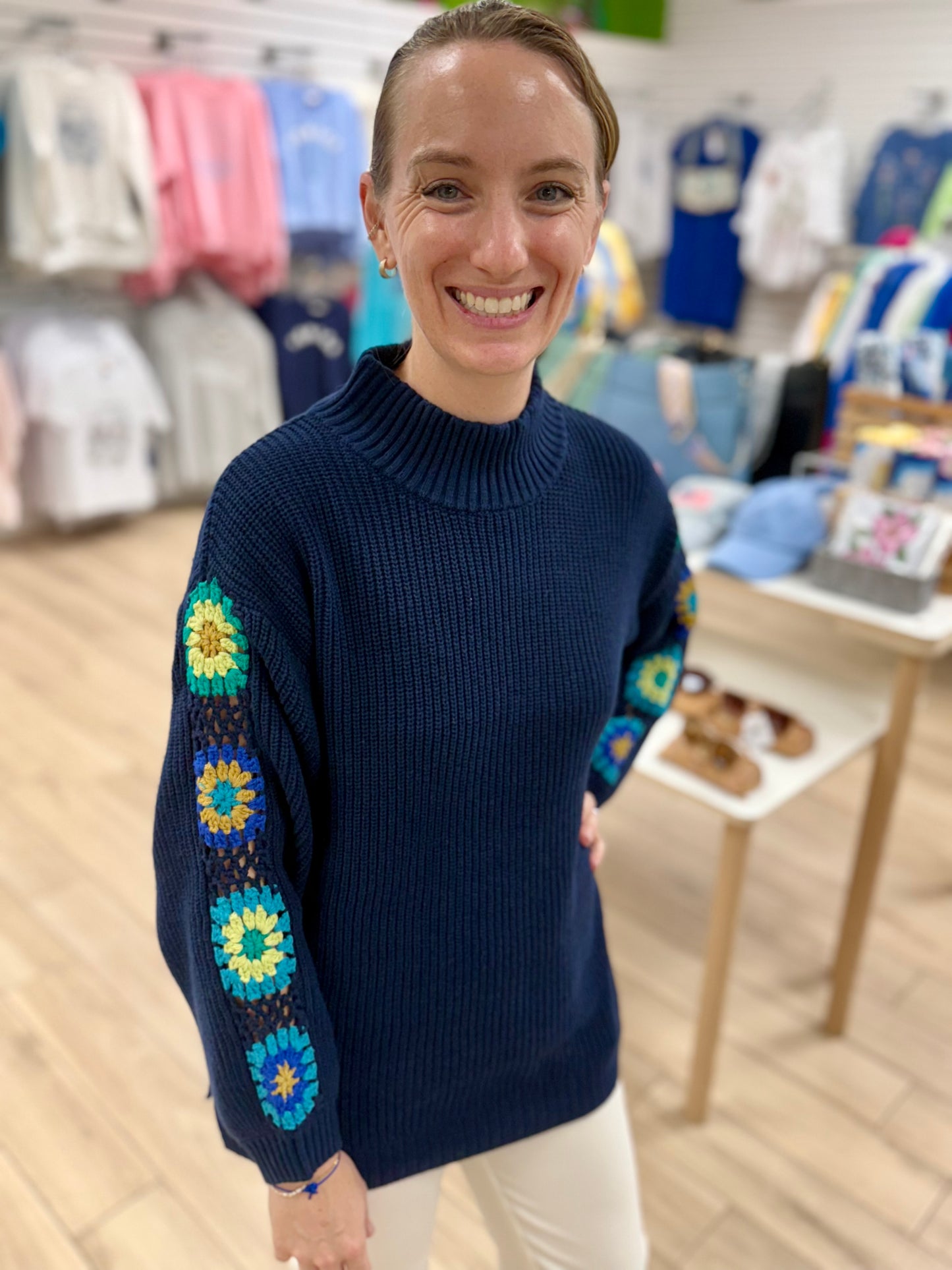 Multiples M45401KM Crochet Sleeve Sweater