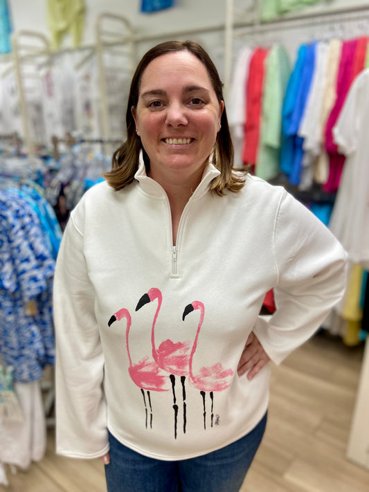 Victoria Flamingo Flock 3/4 Zip Fleece