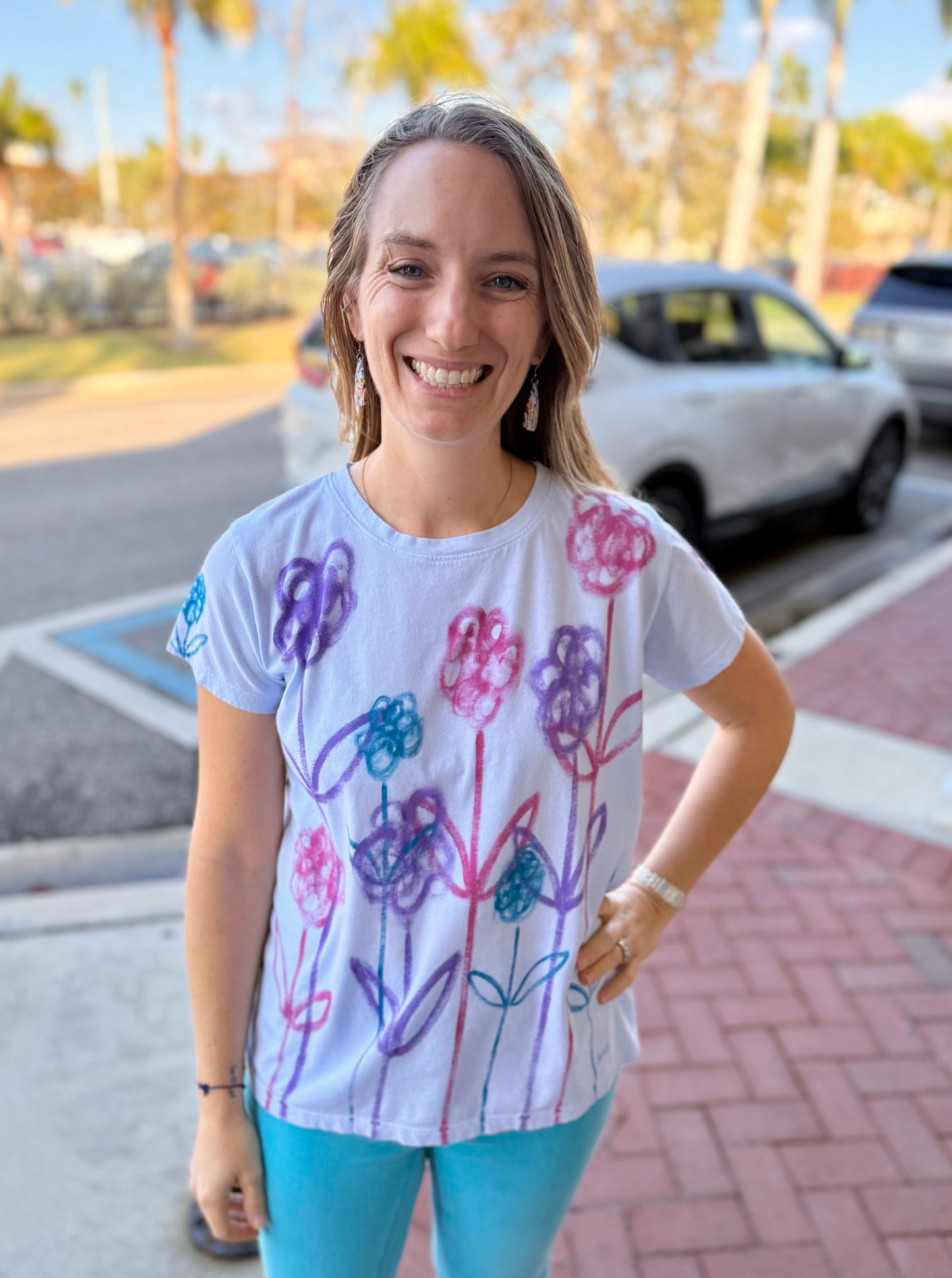 Jackie Ludtke 8145 Painted Flowers Top
