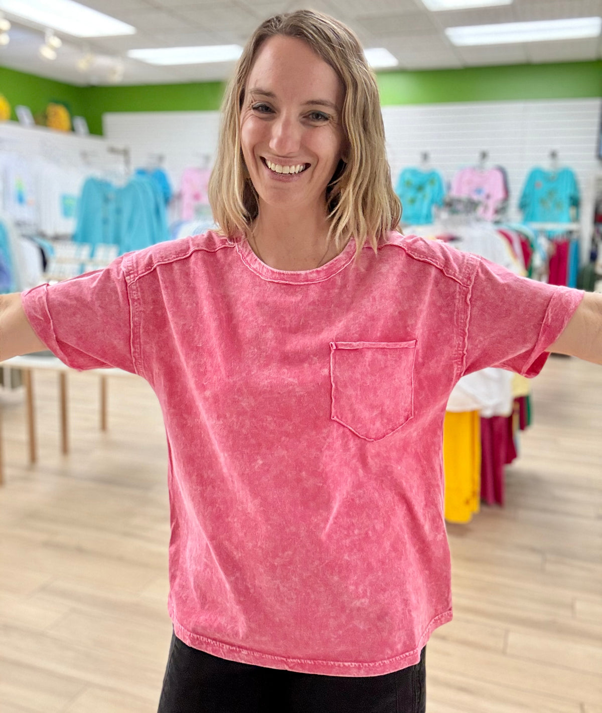 Zenana Halo Relaxed Pocket Tee
