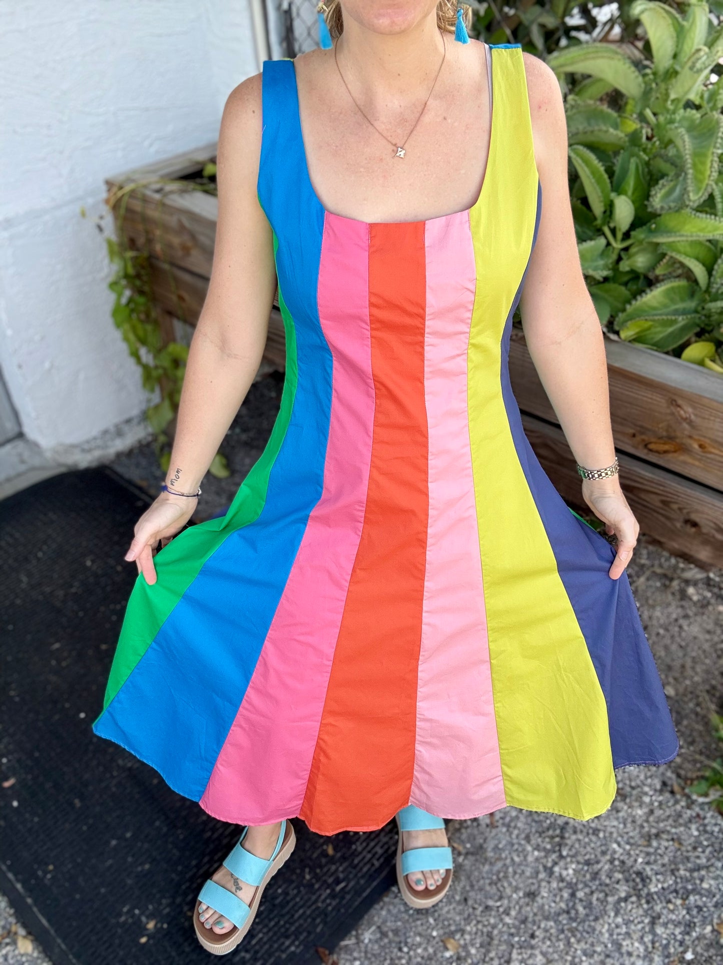 Pinch Colorblock A-Line Midi Dress