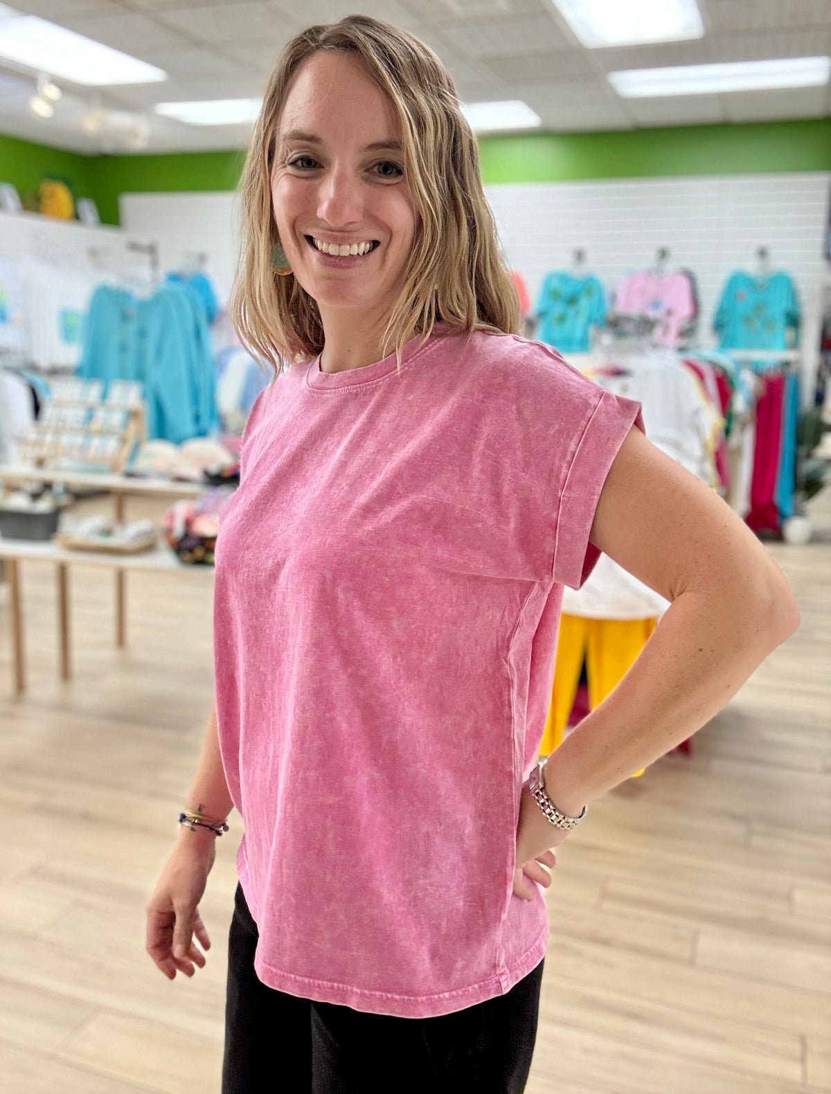 Zenana Halo Folded Sleeve Tee