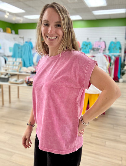 Zenana Halo Folded Sleeve Tee