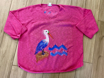 Rosamund Merrill Pelican Painted Sweater