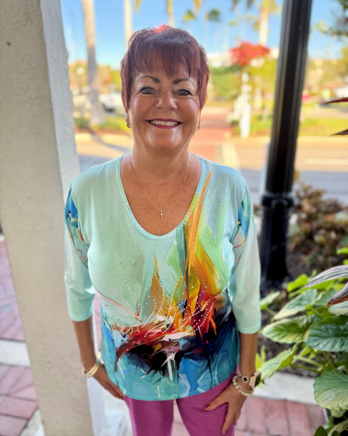 Valentina PH Print Abstract Tops