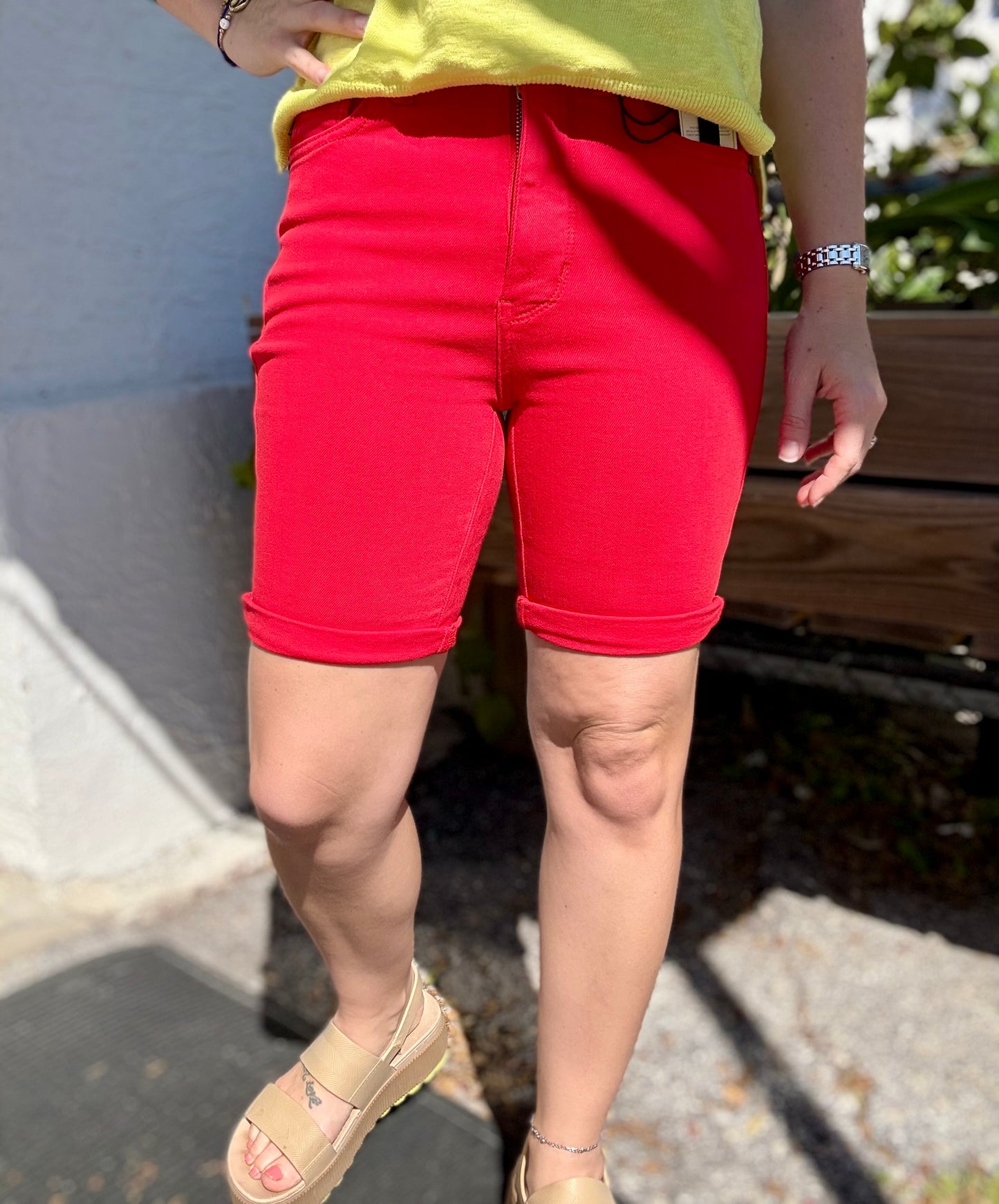 Judy Blue 150279 Red Denim Shorts