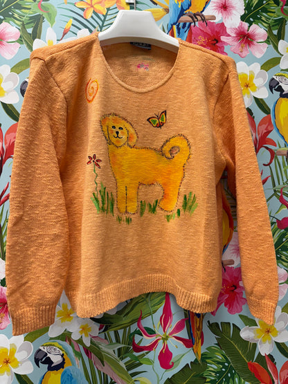 Rosamund Merrill Field of Dreams Dog Painted Sweater