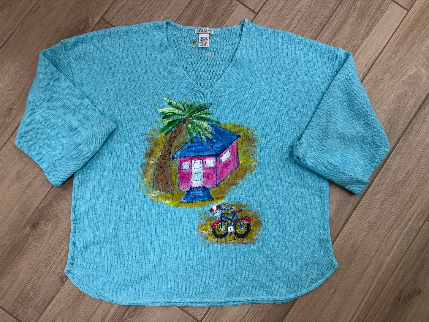 Rosamund Merrill Painted Beach House Bike Sweater