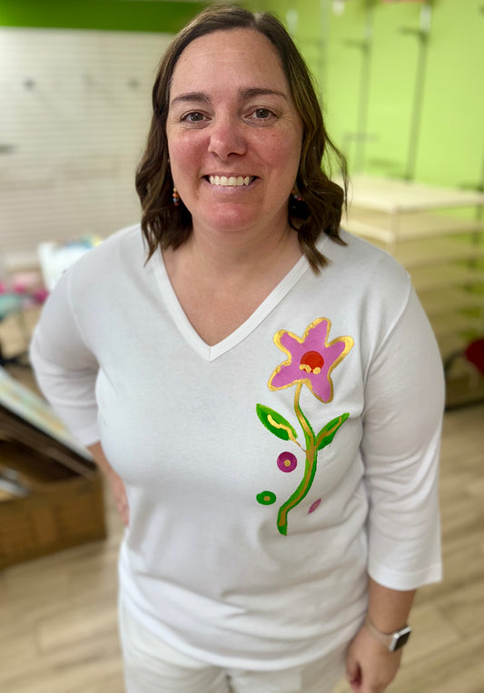 Peg Painted Solo Side Flower Top