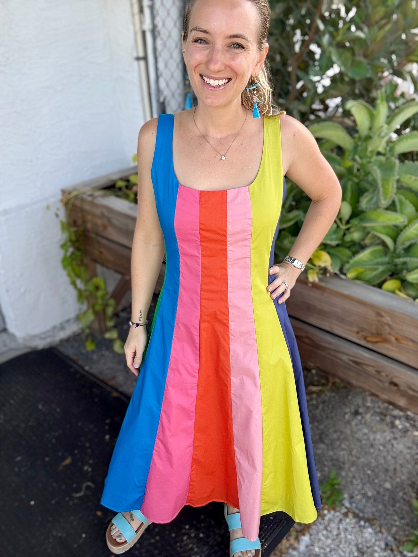 Pinch Colorblock A-Line Midi Dress