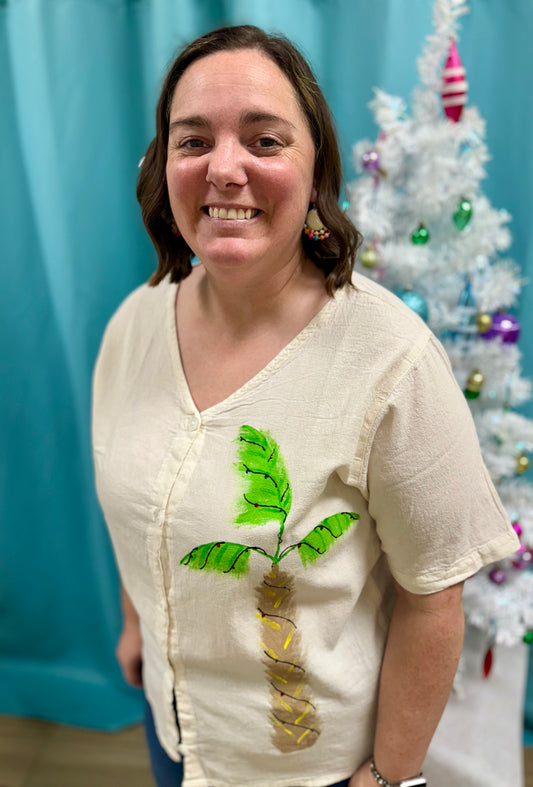 MoMo Painted Holiday Palm Tree Top