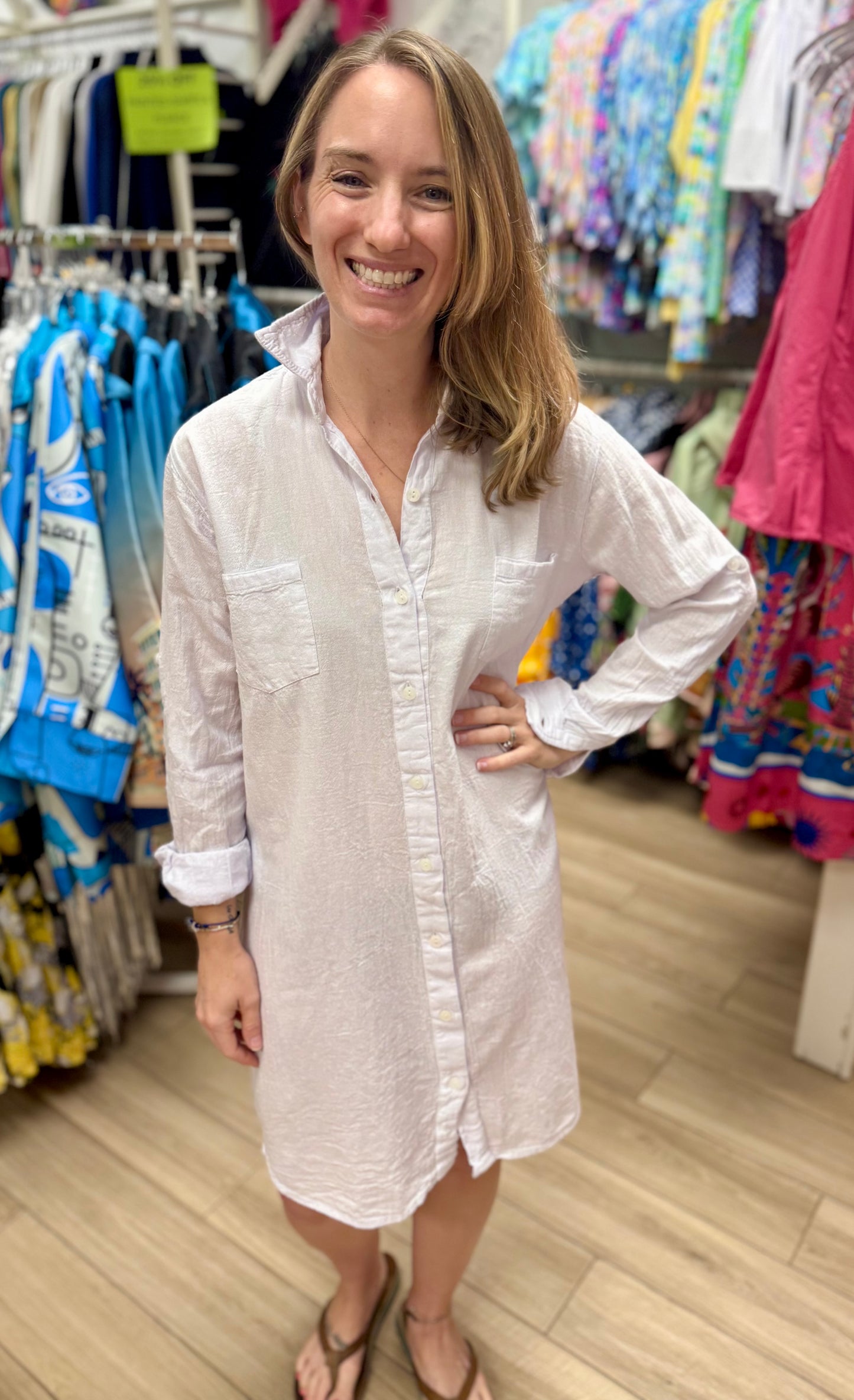 Maya Jones 1728 Cotton Button Down Tunic Dress