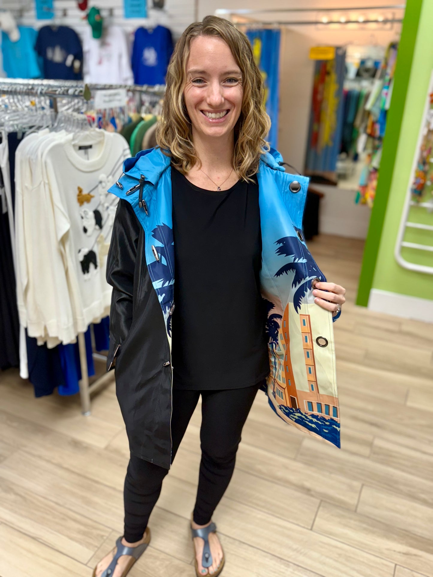 Oopera J2540RW-2 Palm Tree Reversible Rain Jacket