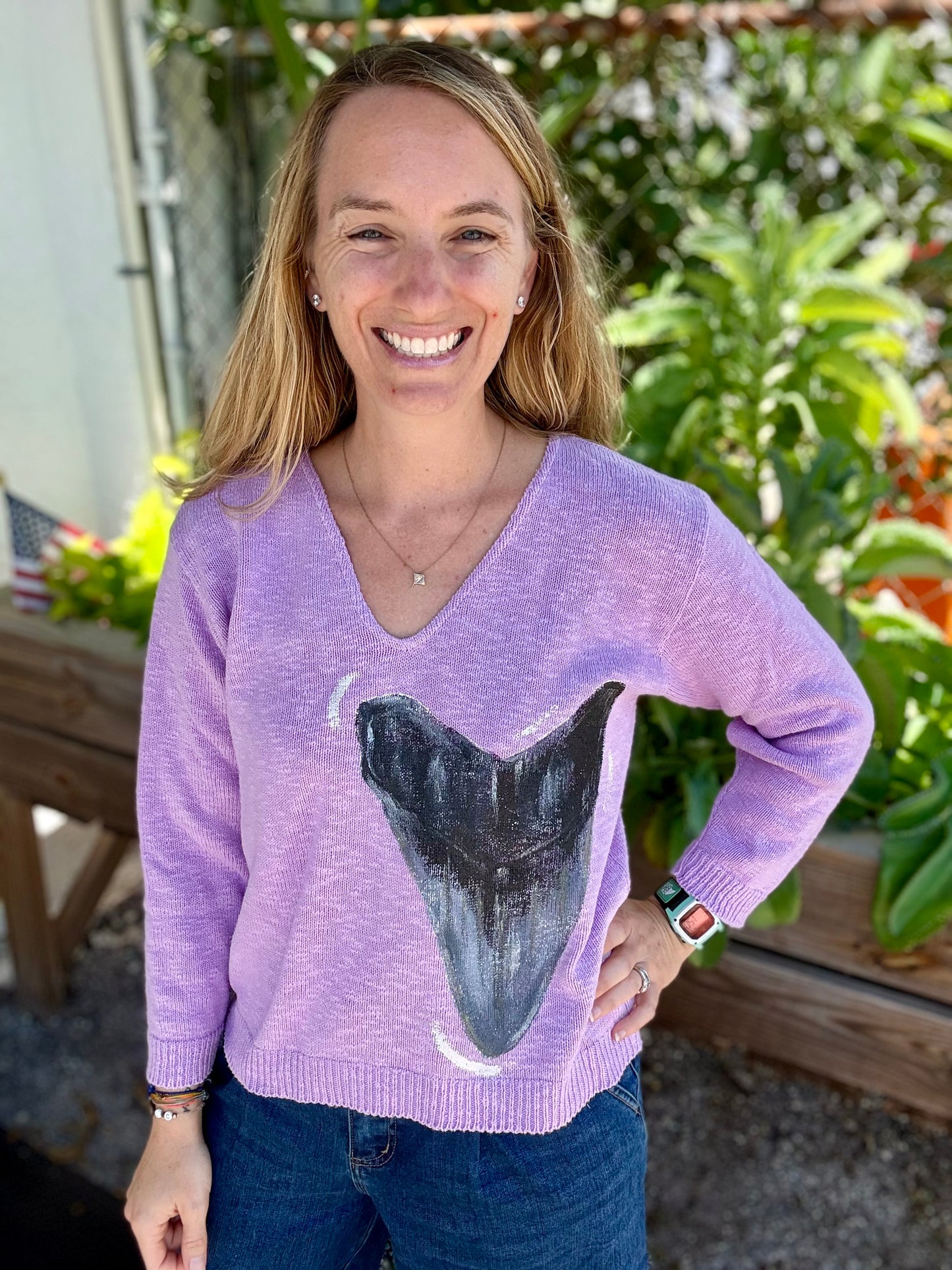 MoMo Painted Sweater - Shark Tooth