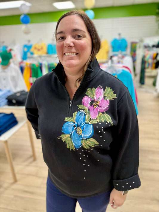 Victoria Painted Flower Dots Fleece