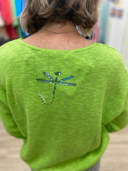 LisaLou Dragonfly Trio Painted Sweater