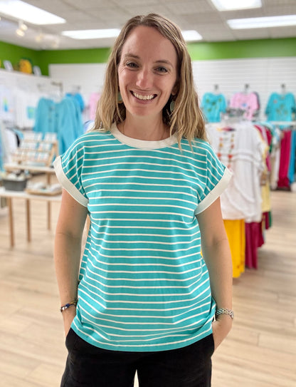 Zenana Contrast Stripe Top