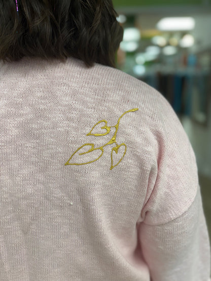 Peg Painted Pink Center Blooms Sweater