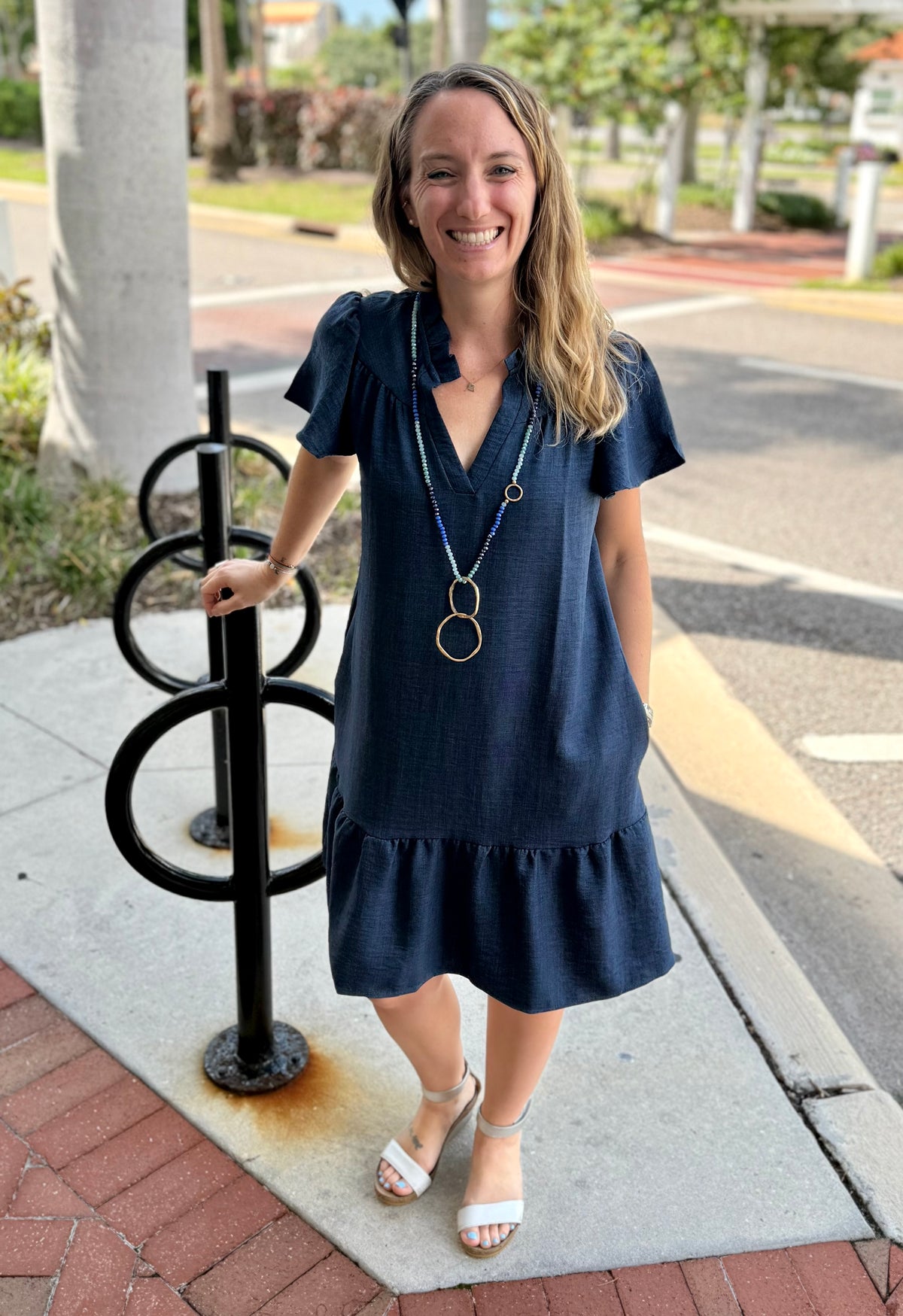 Pixi + Ivy Tera Ruffle Neck Dress