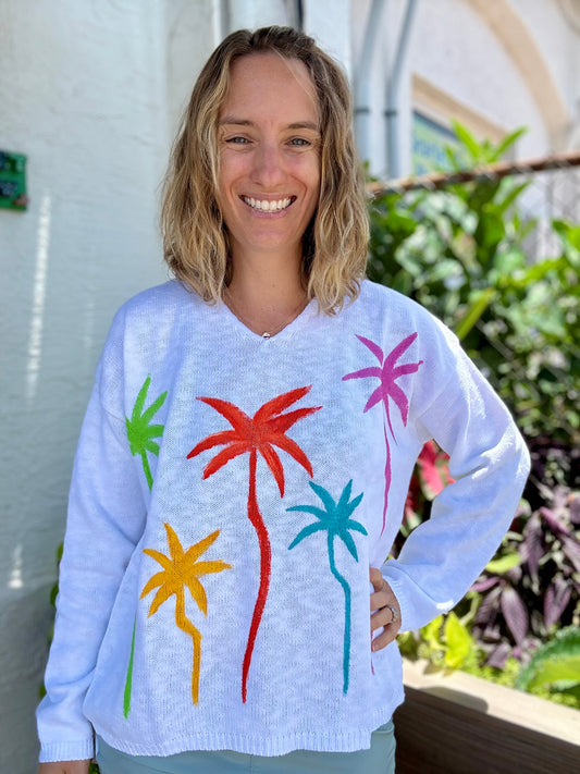 Peg Painted Sweater - 5 Bright Palms