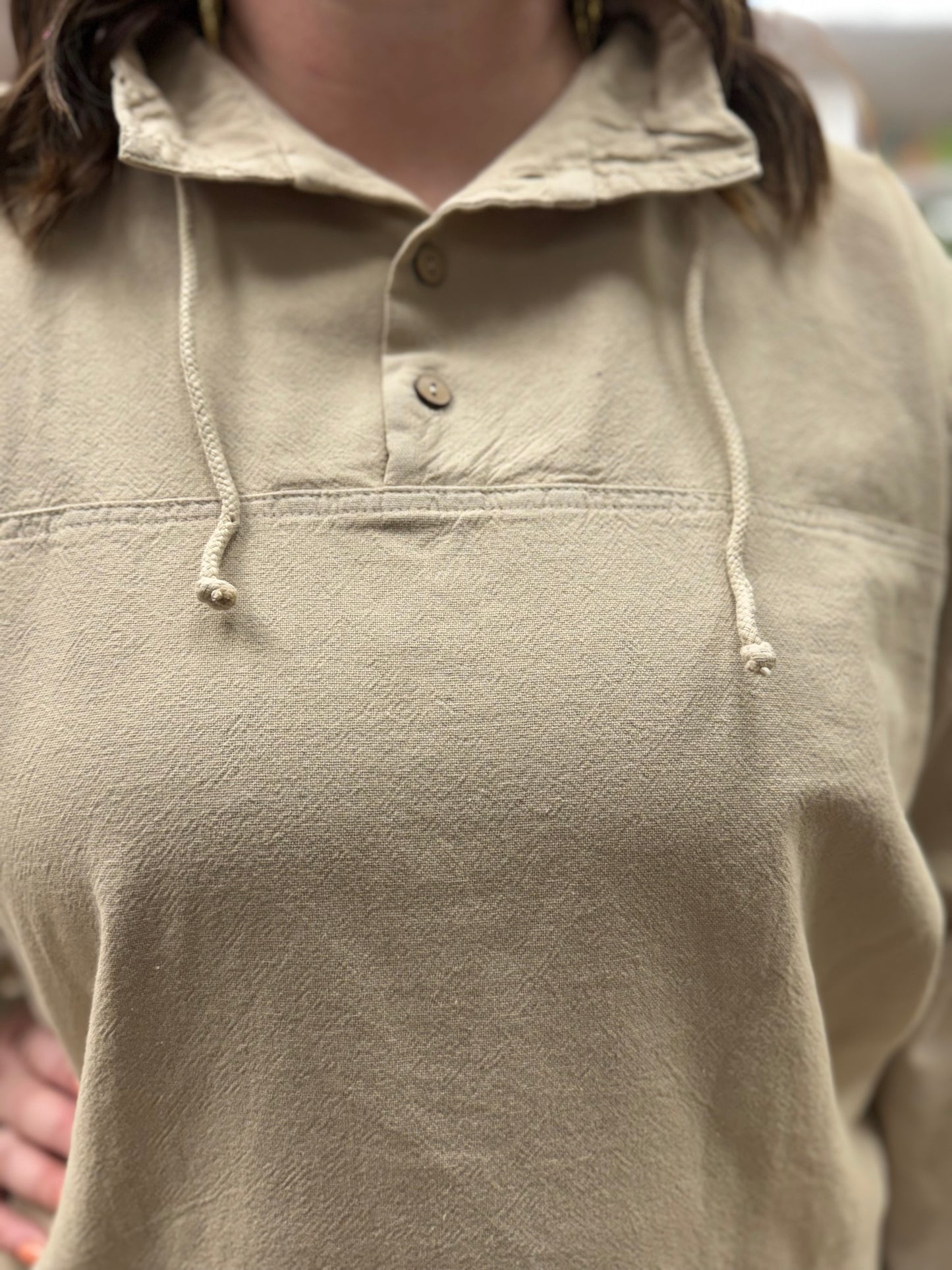 Cottonseed 740 Three Button Pullover Top