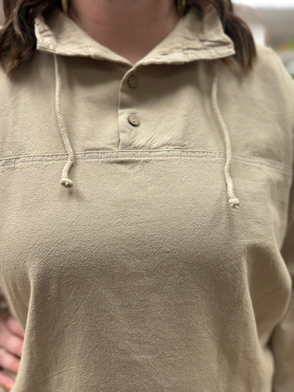 Cottonseed 740 Three Button Pullover Top