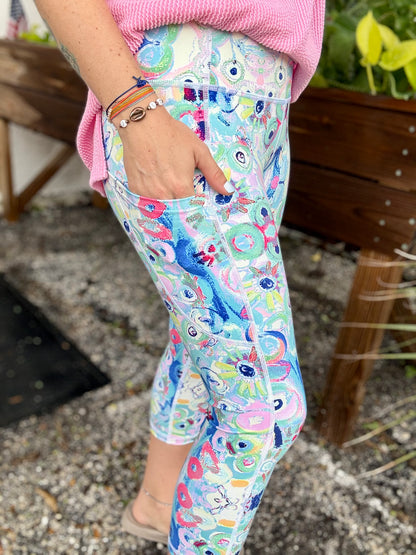 Dena Lyons Blue Pizzaz Capri Legging