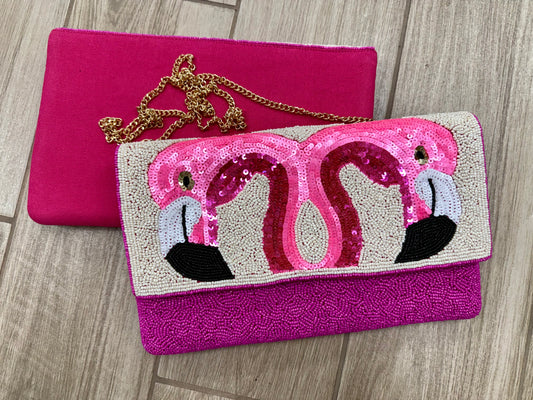 Lily Posh Beaded Flamingo Bag