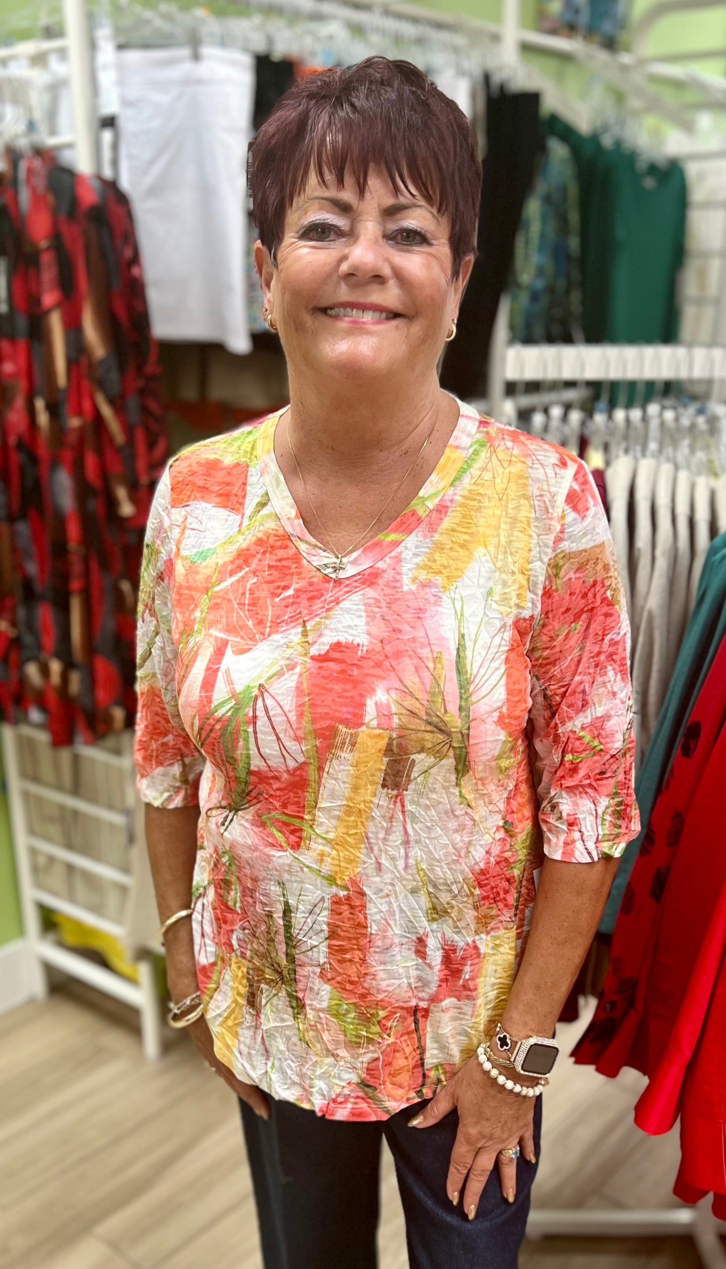 Jess & Jane SC3 Crinkle Elbow Sleeve Top