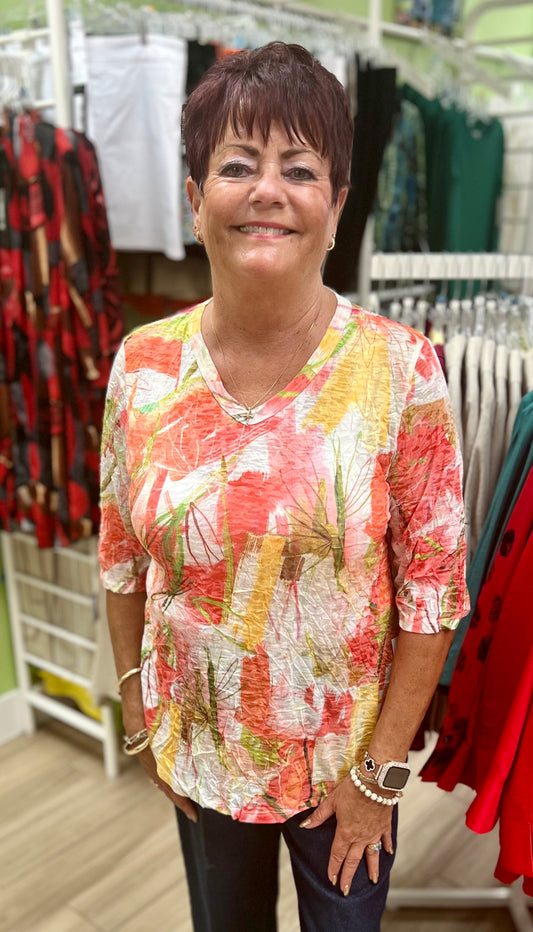 Jess & Jane SC3 Crinkle Elbow Sleeve Top