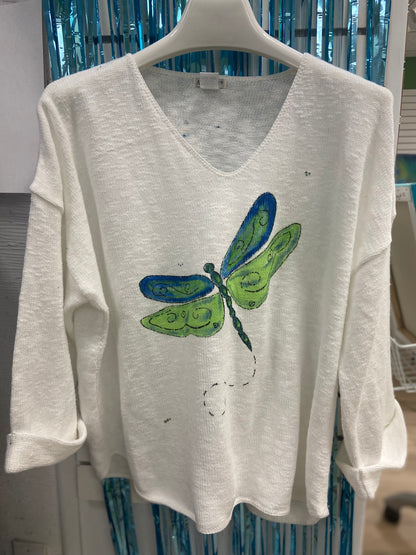 LisaLou Dragonfly Painted Sweater