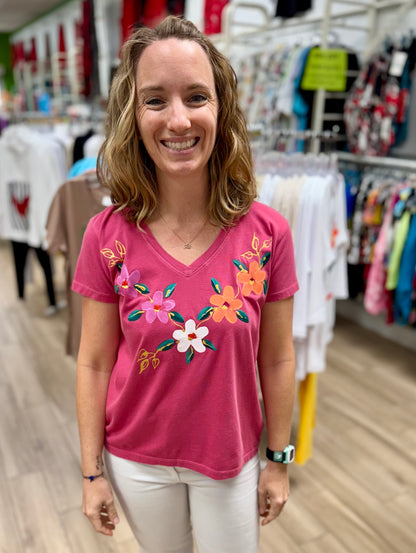 Peg Painted 8165 Floral Neckline Top