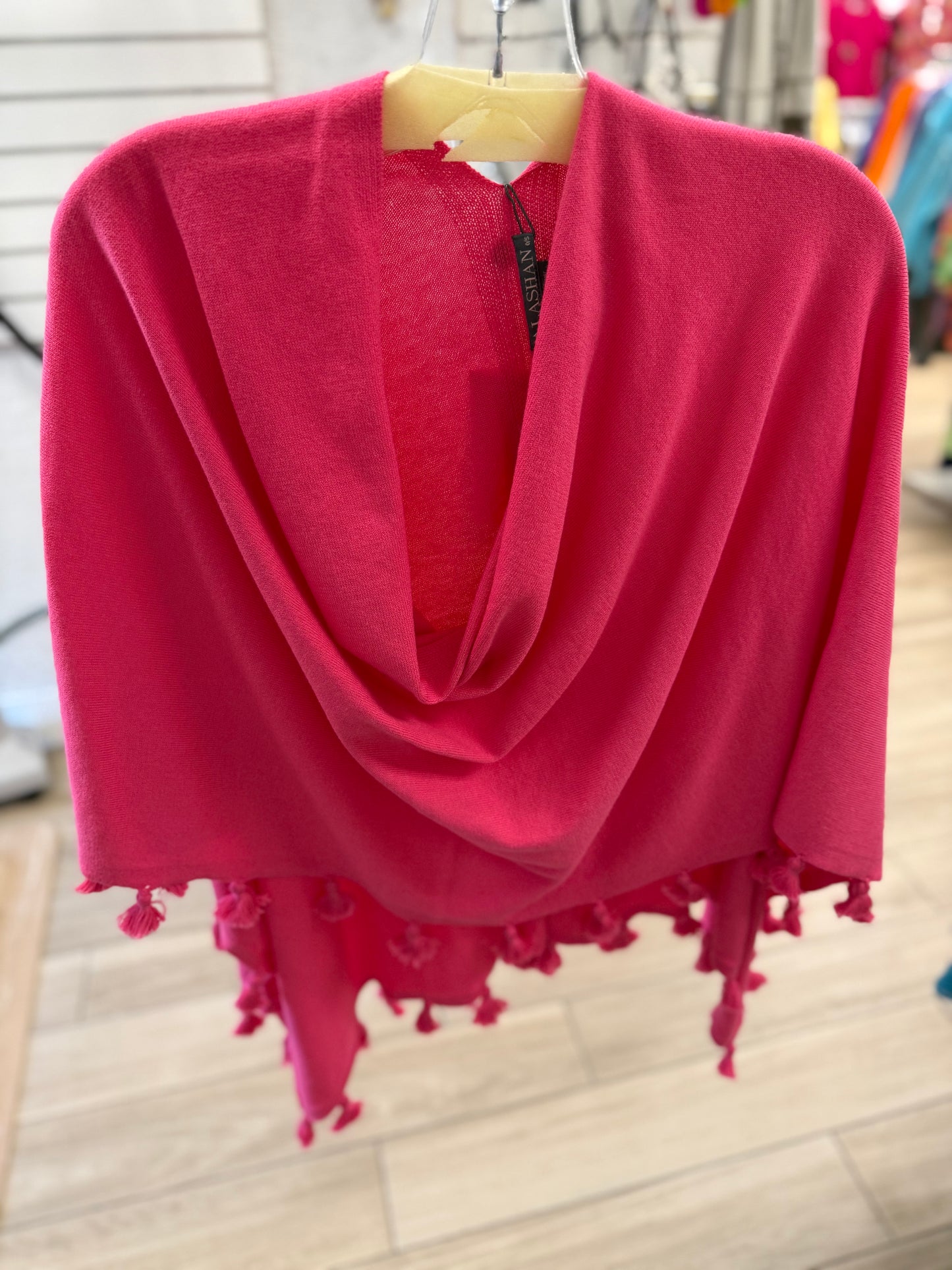 Alashan LSC833 Cotton & Cashmere Tassel Poncho Topper