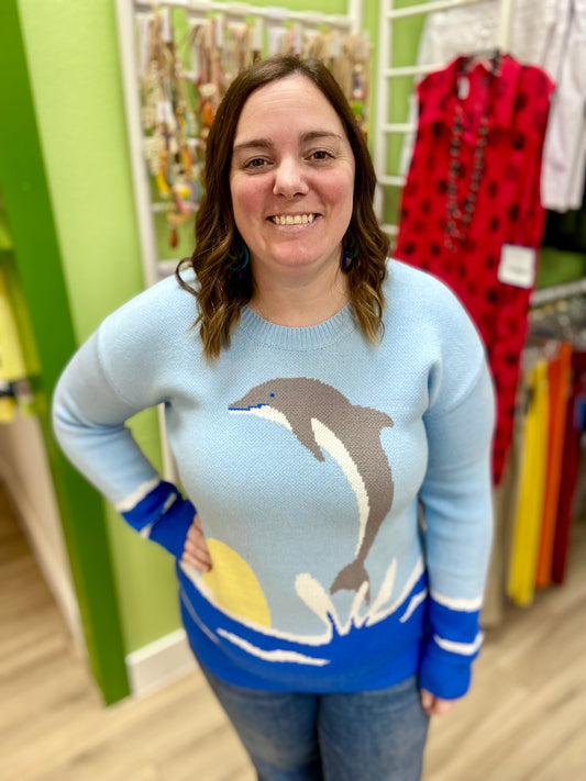 Miss Sparkling Dolphin Knit Sweater