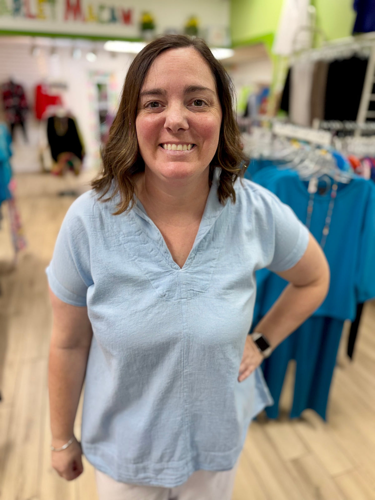 Maya Jones Hi-Lo Collared Top