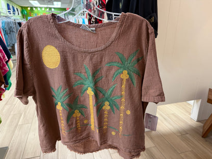 Peg Painted One Size Gauze Palm Tree Tops