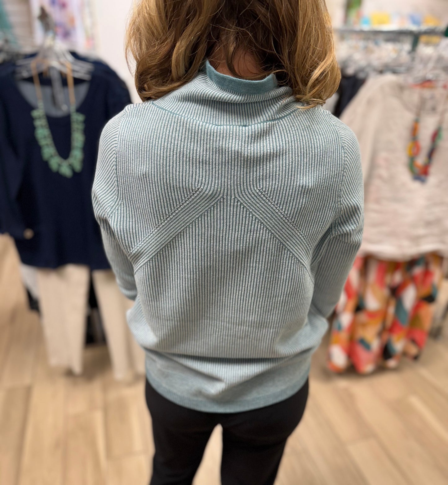 Marble 8087 Drawstring Neck Top