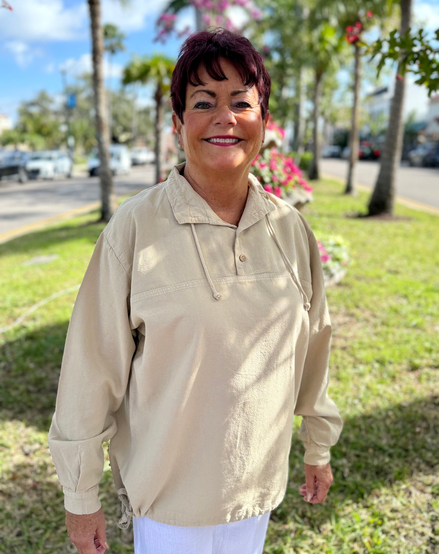 Cottonseed 740 Three Button Pullover Top