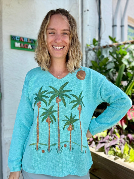 Peg Painted 5 Palm Party Sweater