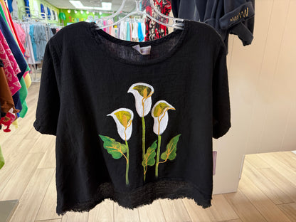 Peg Painted One Size Gauze Floral Tops