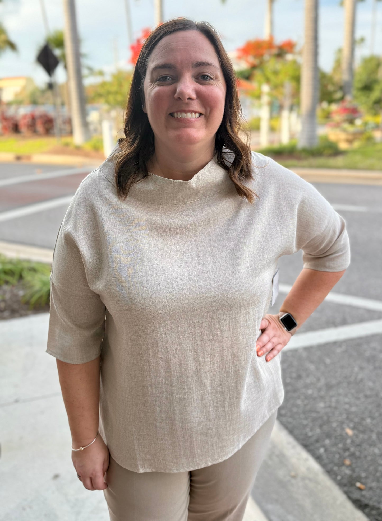 Fridaze AA374 Drop Shoulder Linen Top