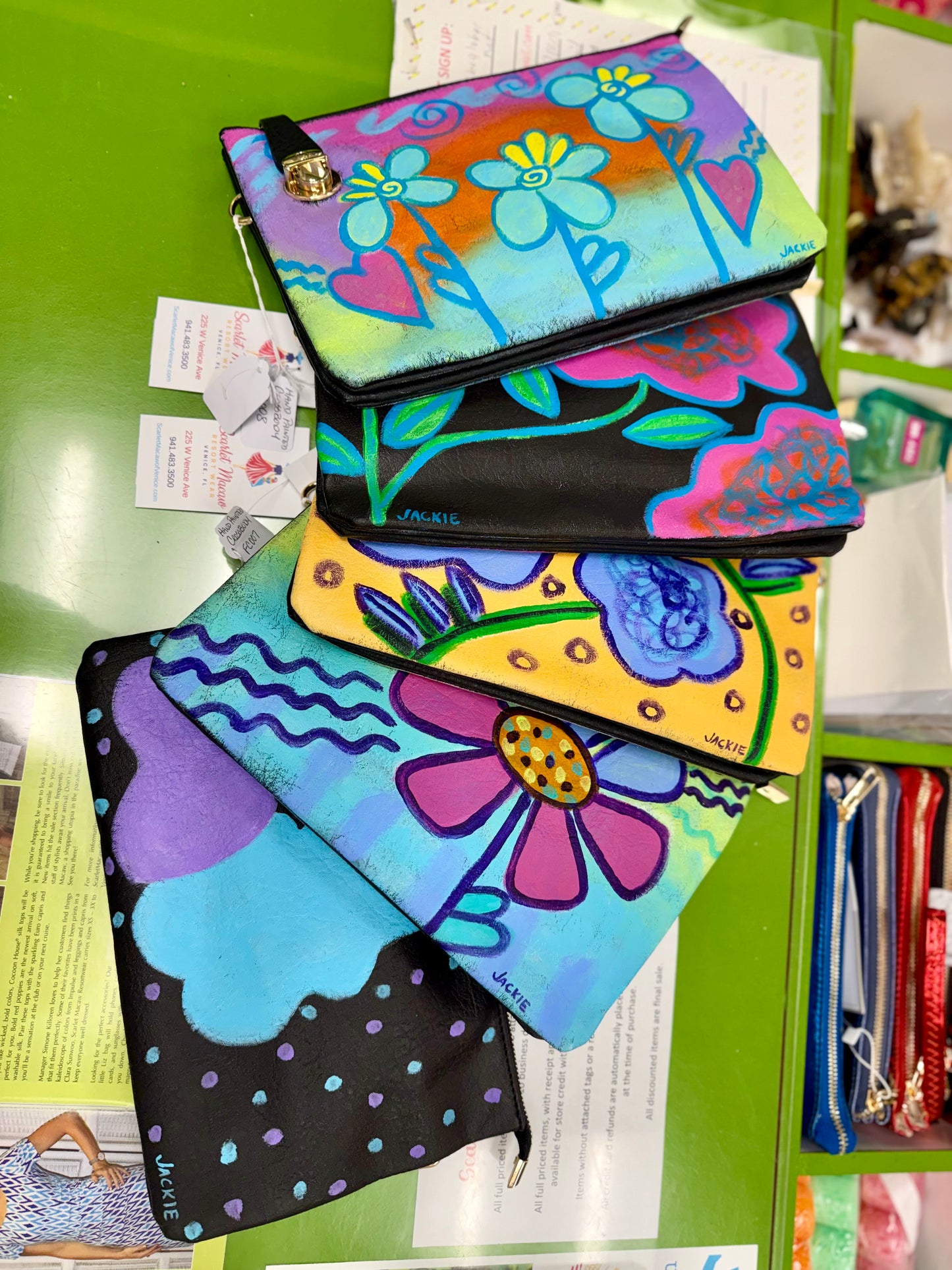 Jackie Ludtke Painted Flower Bags