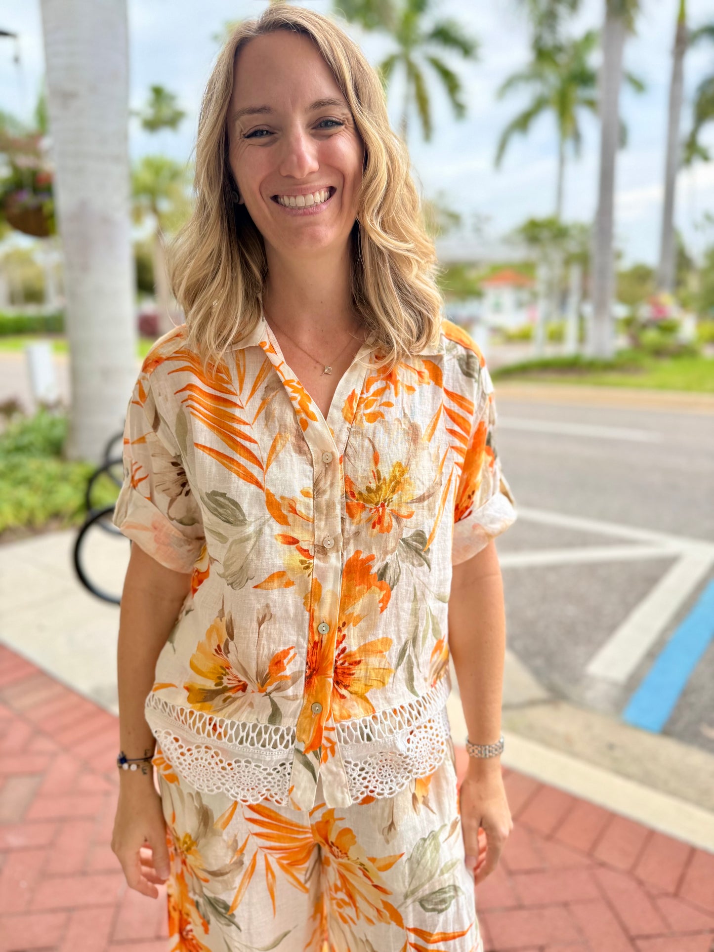 Spanner 226315 Linen Print Blouse