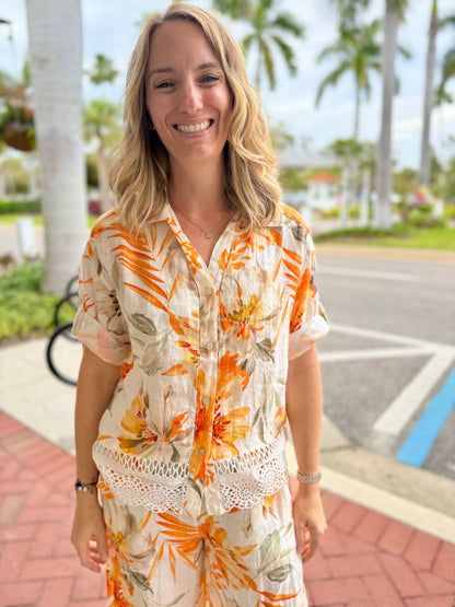 Spanner 226315 Linen Print Blouse