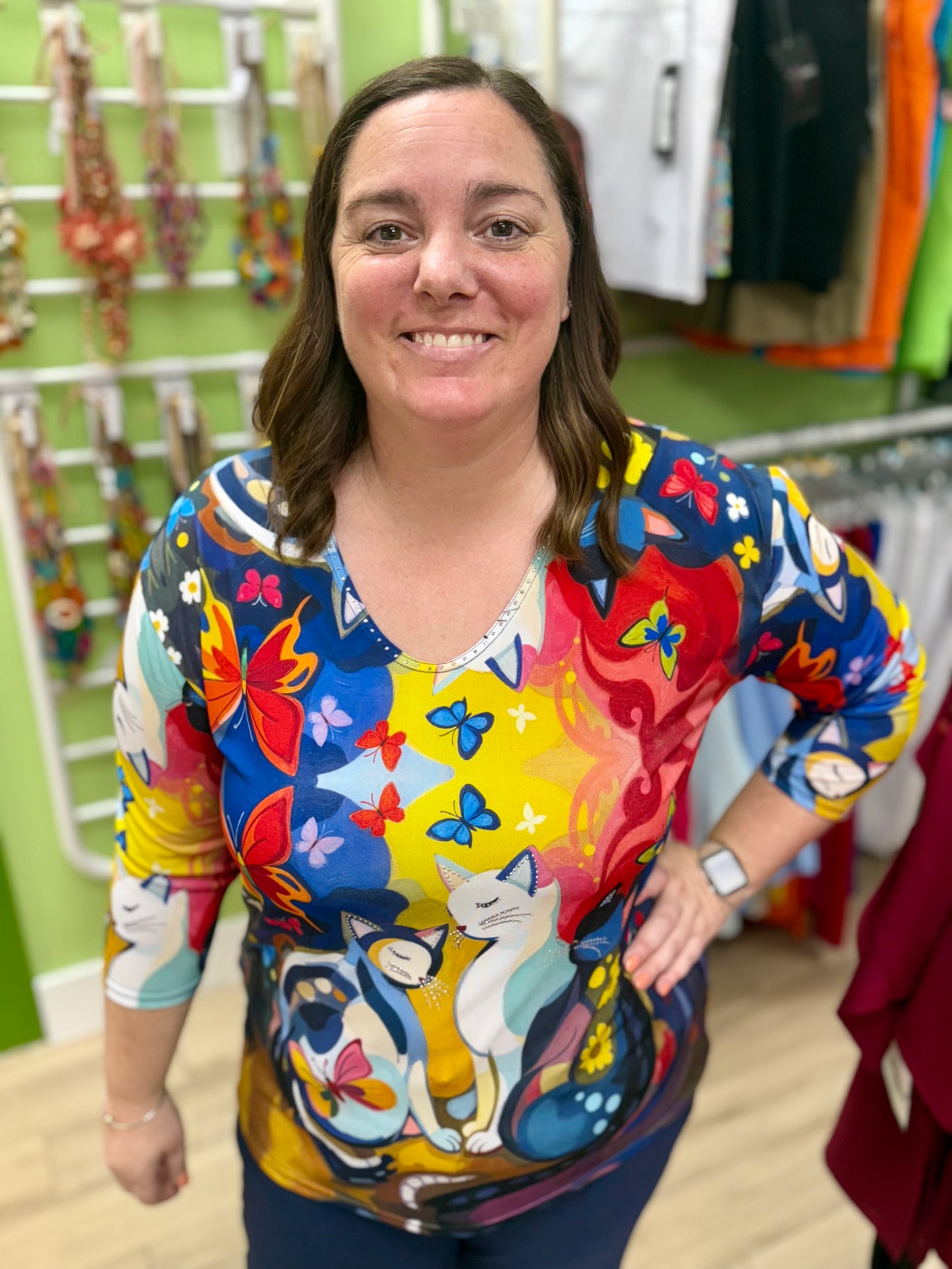 Valentina PH Print 35615 Cats Top