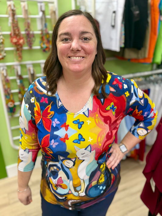 Valentina PH Print 35615 Cats Top