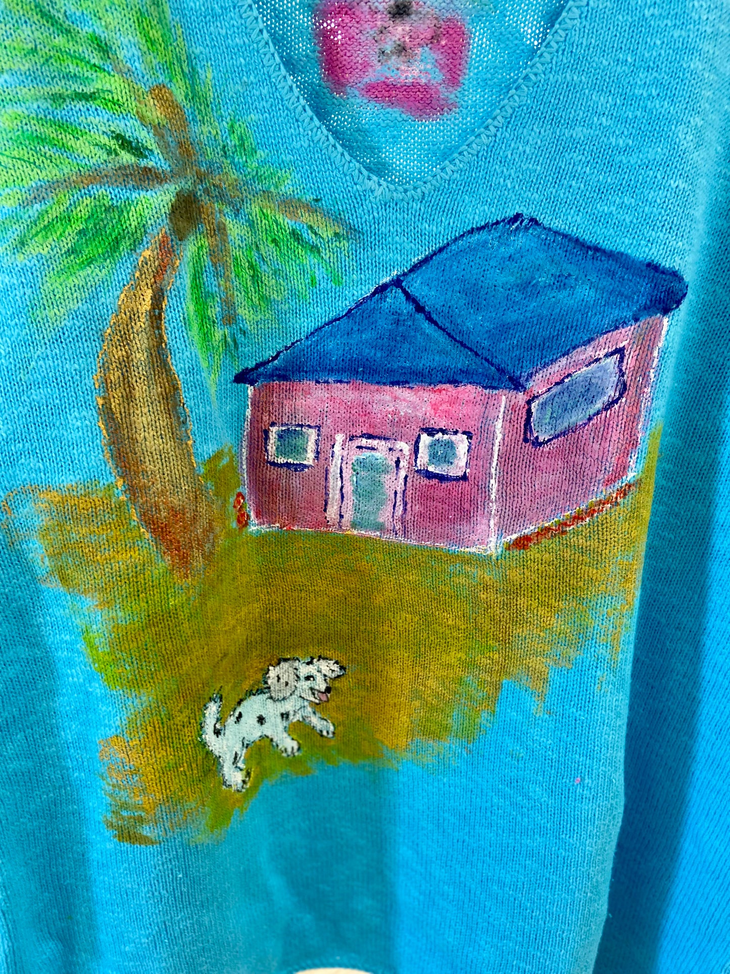 Rosamund Merrill Beach House Dog Painted Sweater