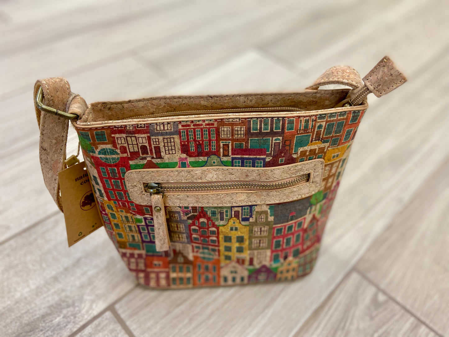 Meninas 2294 Printed Cork Crossbody Bag