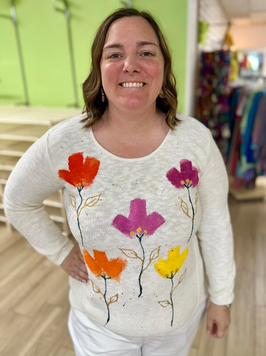 Peg Painted Splatter Garden Sweater
